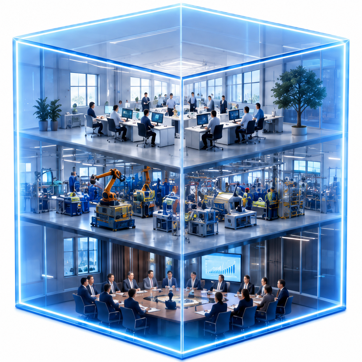 A living company represented as a connected Kube Decision Lab