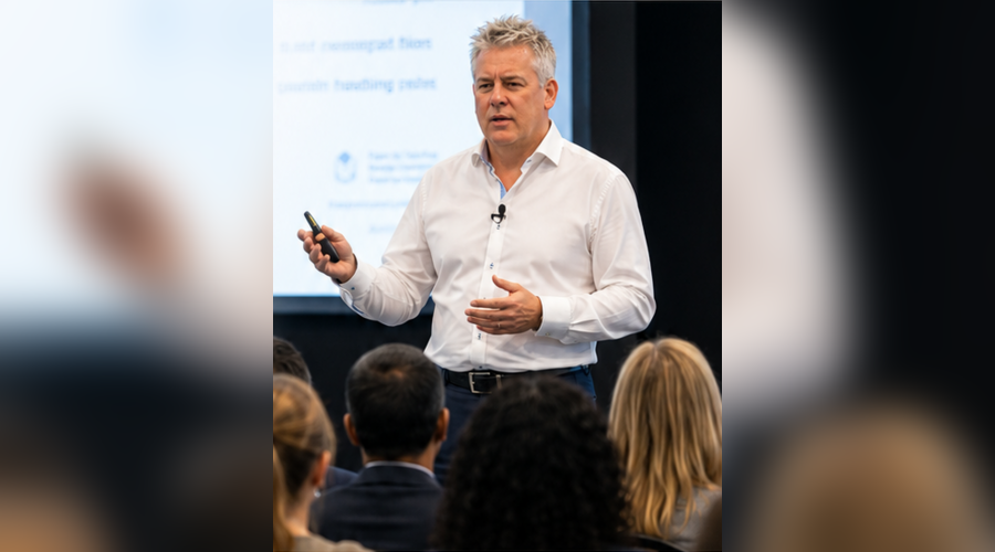 Mark Pym speaking to a leadership audience